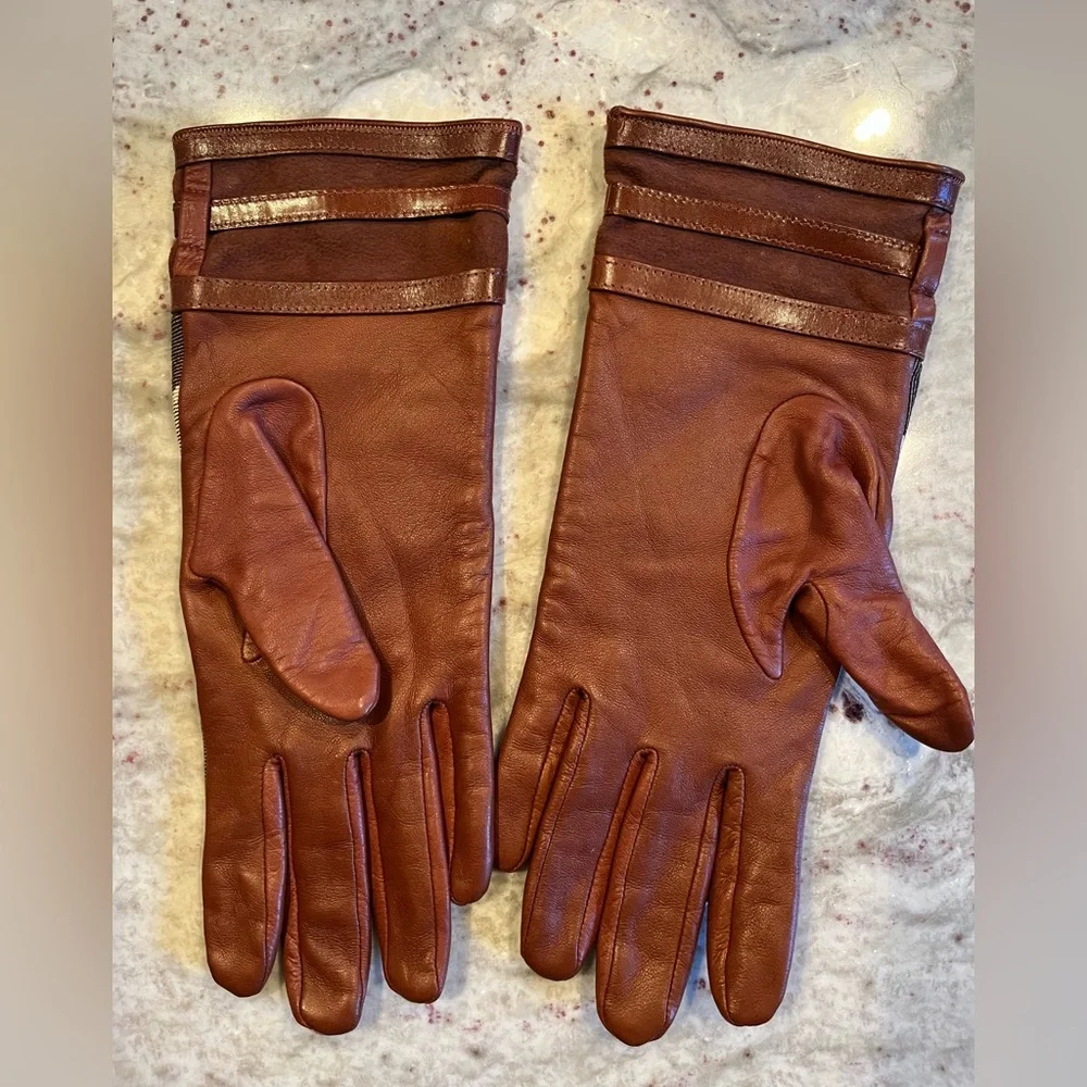 Burberry house check Leather Gloves - Picture 3 of 5
